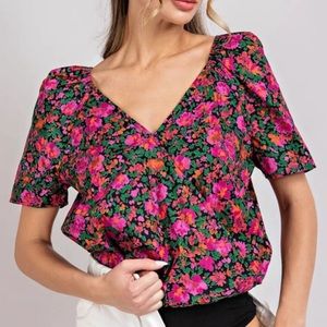 Eesome Floral, Bright Colors Bodysuit. NWOT Size L